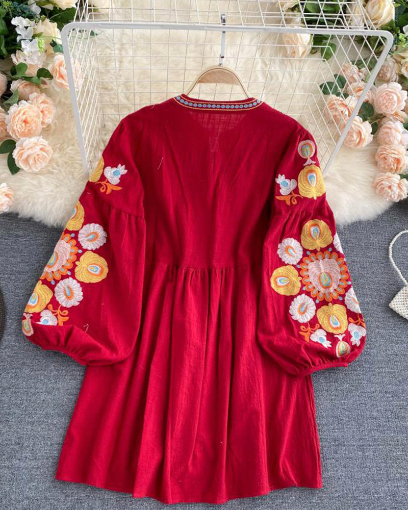 Stylish embroidered puff sleeve top  383