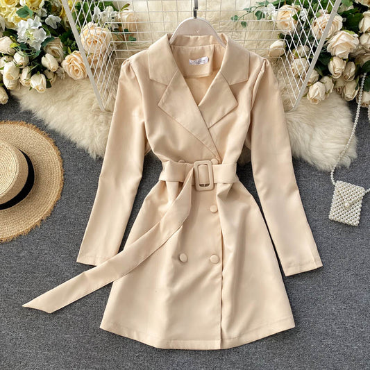 Veste simple à manches longues à double boutonnage 276