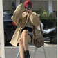 Fashionable lapel waist long sleeve trench coat  278