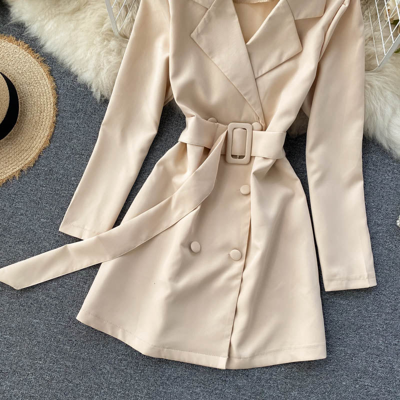 Simple double-breasted long-sleeved jacket  276