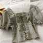 Cute Plaid Short Sleeve Top  301