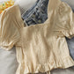 Simple drawstring short sleeve crop top  292
