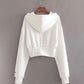 Sweat à capuche blanc simple à manches longues 218