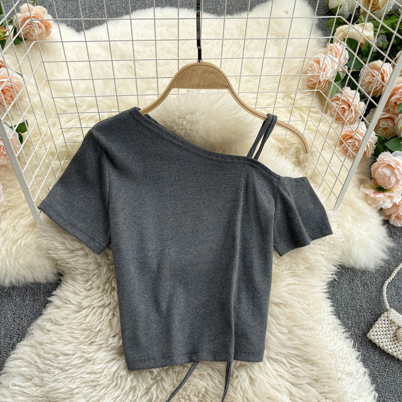 Cute one shoulder T shirt  260