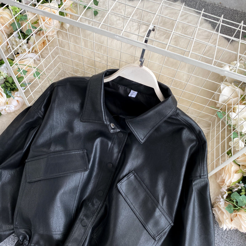 Veste courte noire à manches longues pour motard 245