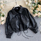 Veste courte noire à manches longues pour motard 245