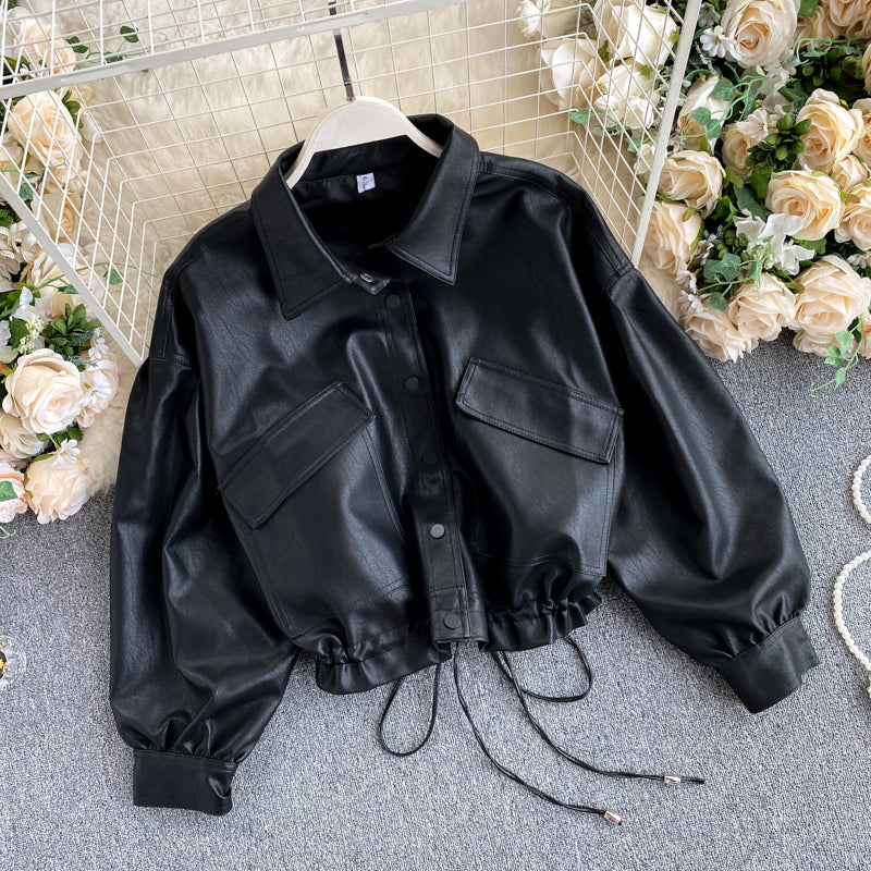 Veste courte noire à manches longues pour motard 245