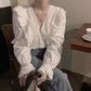 White v neck long sleeve tops  257