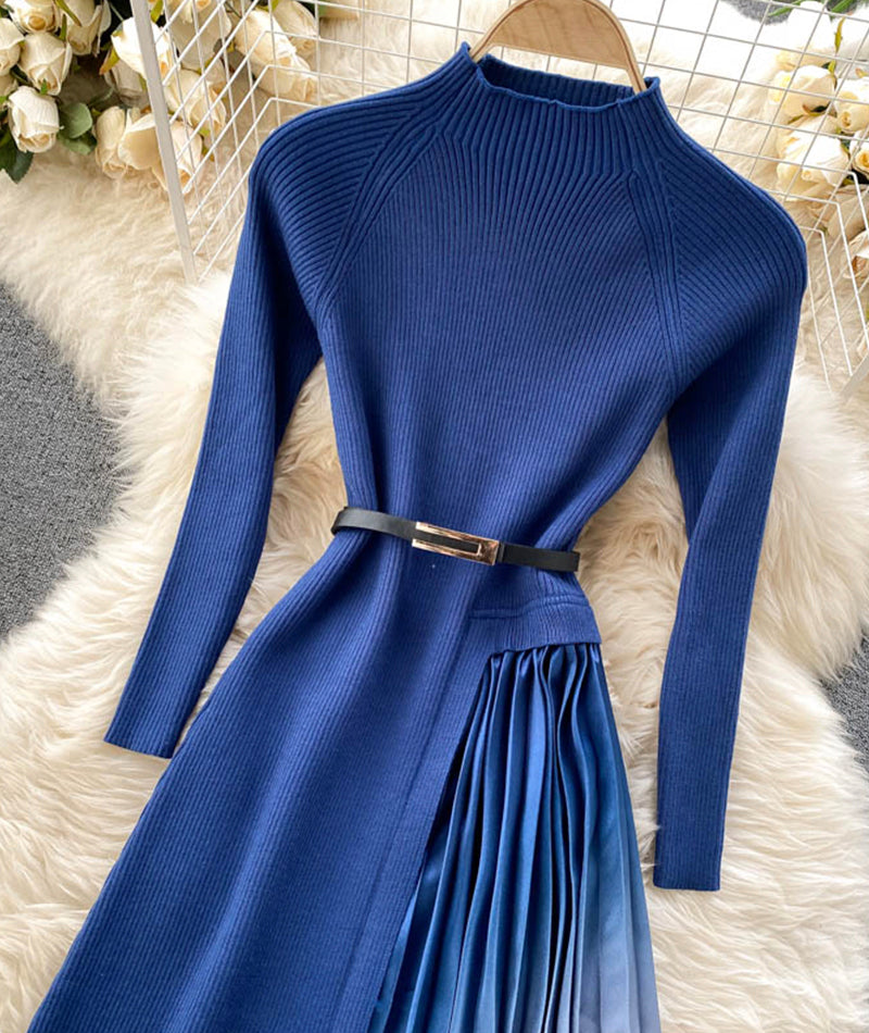 Uniquely designed knitted stitching dress  199
