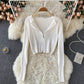 Simple striped long-sleeved hooded sweater short top  254