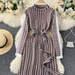 Knit dress retro houndstooth long sleeve dress  188