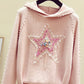 Rosa Langarm-Pullover Rundhals-Kapuzenpullover 242