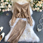 Modisches Langarm-Pullover mit V-Ausschnitt Pullover-Set 207