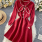 Süßes Strickkleid mit langen Ärmeln und Hasenohren 211