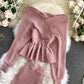 Modisches Langarm-Pullover mit V-Ausschnitt Pullover-Set 207