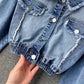 Haut court à manches longues en denim chic 247