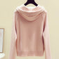 Rosa Langarm-Pullover Rundhals-Kapuzenpullover 242