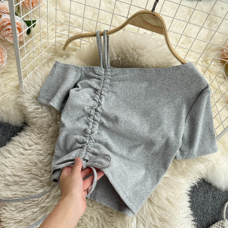 Cute one shoulder T shirt  260