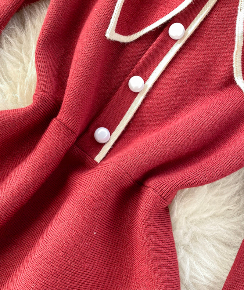 Süßes Strickkleid mit langen Ärmeln und Hasenohren 211