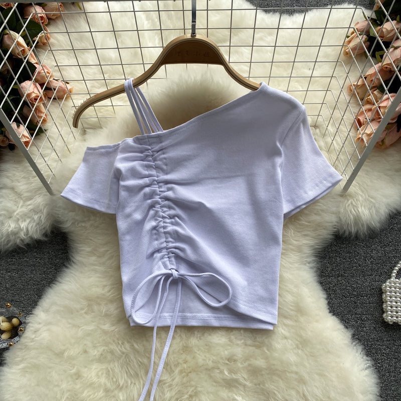 Cute one shoulder T shirt  260