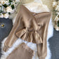 Modisches Langarm-Pullover mit V-Ausschnitt Pullover-Set 207