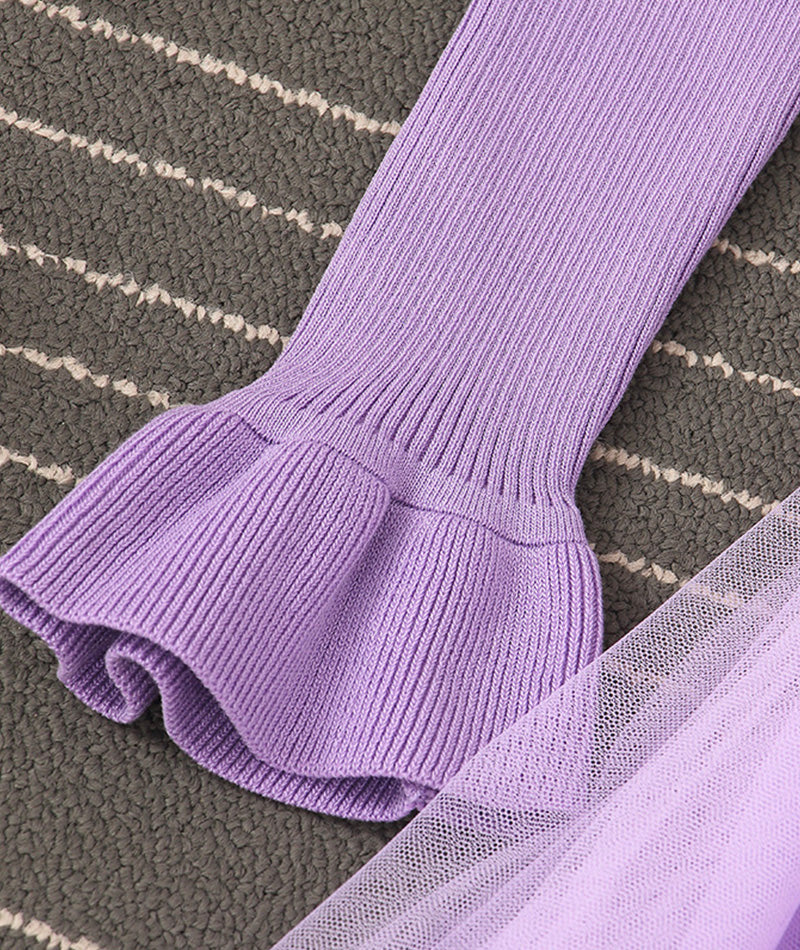 Schönes A-Linien-Patchwork-Kleid aus gestricktem Tüll 204