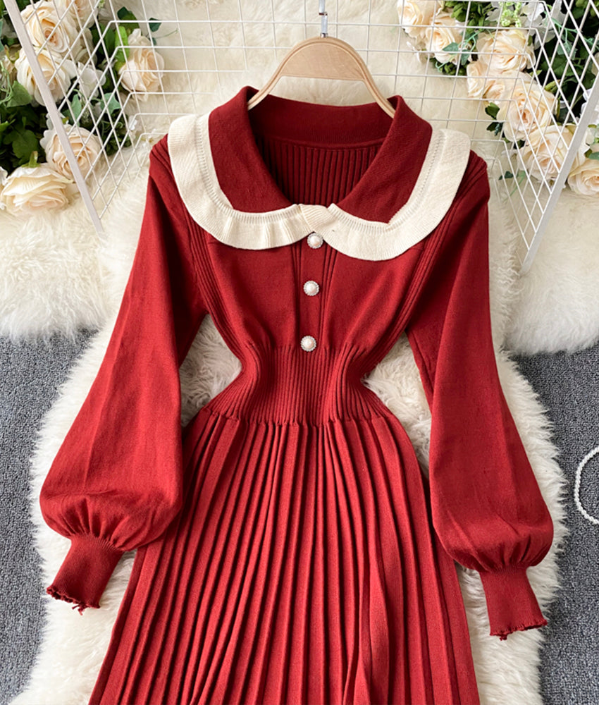 Cute long sleeve lapel sweater  174