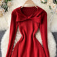 Cute A line long sleeve sweater dress  176