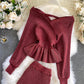 Modisches Langarm-Pullover mit V-Ausschnitt Pullover-Set 207