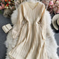 Simple v neck knitted dress sweater dress  185