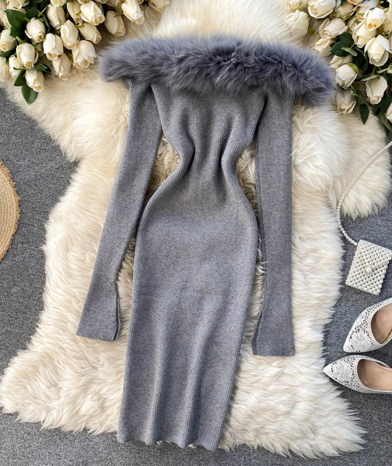 Stylish slim knitted dress  183