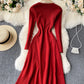 Cute A line long sleeve sweater dress  176