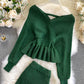Modisches Langarm-Pullover mit V-Ausschnitt Pullover-Set 207