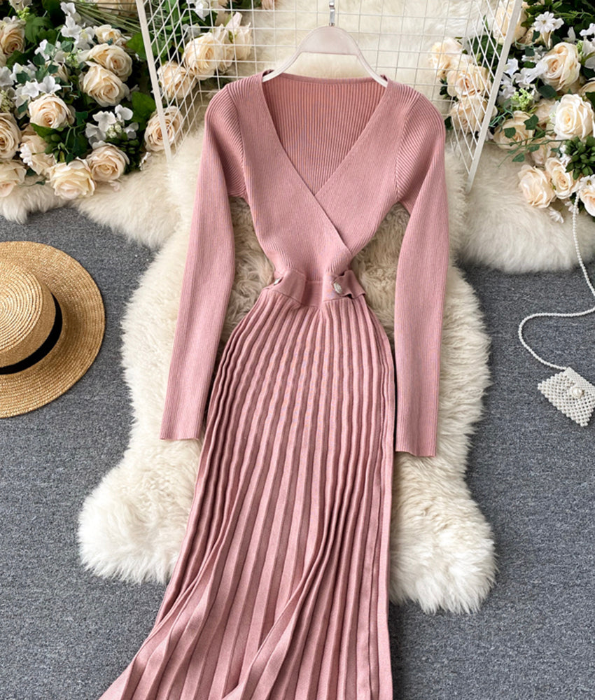Stylish v neck sweater dress  172