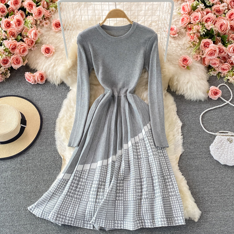Cute long-sleeved knitted long-sleeved dress  168
