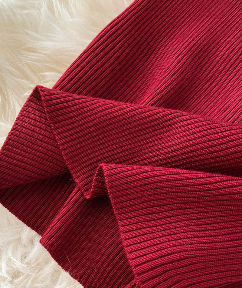 V neck knitted sweater dress  196