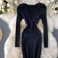 V neck knitted sweater dress  196
