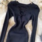 V neck knitted sweater dress  196