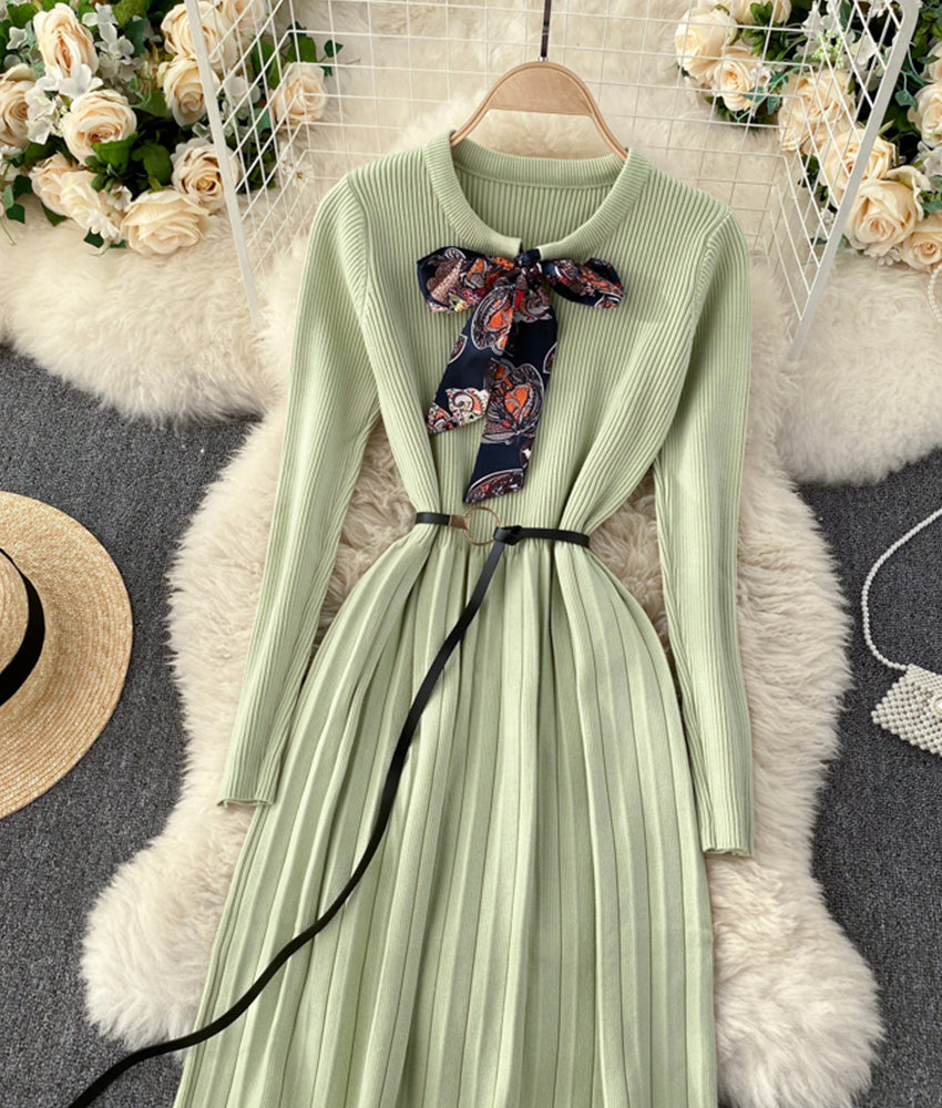 Cute A line long sleeve sweater dress  179