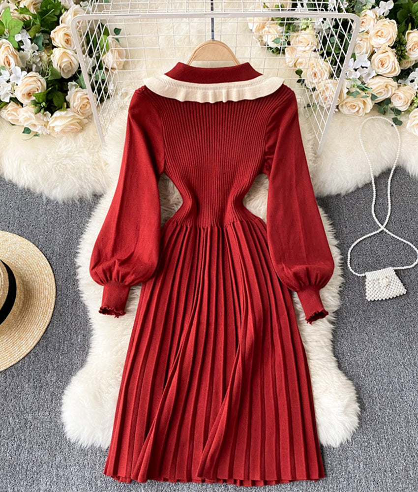 Cute long sleeve lapel sweater  174
