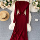 Stylish v neck sweater dress  172