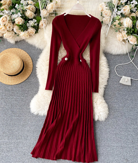 Stylish v neck sweater dress  172