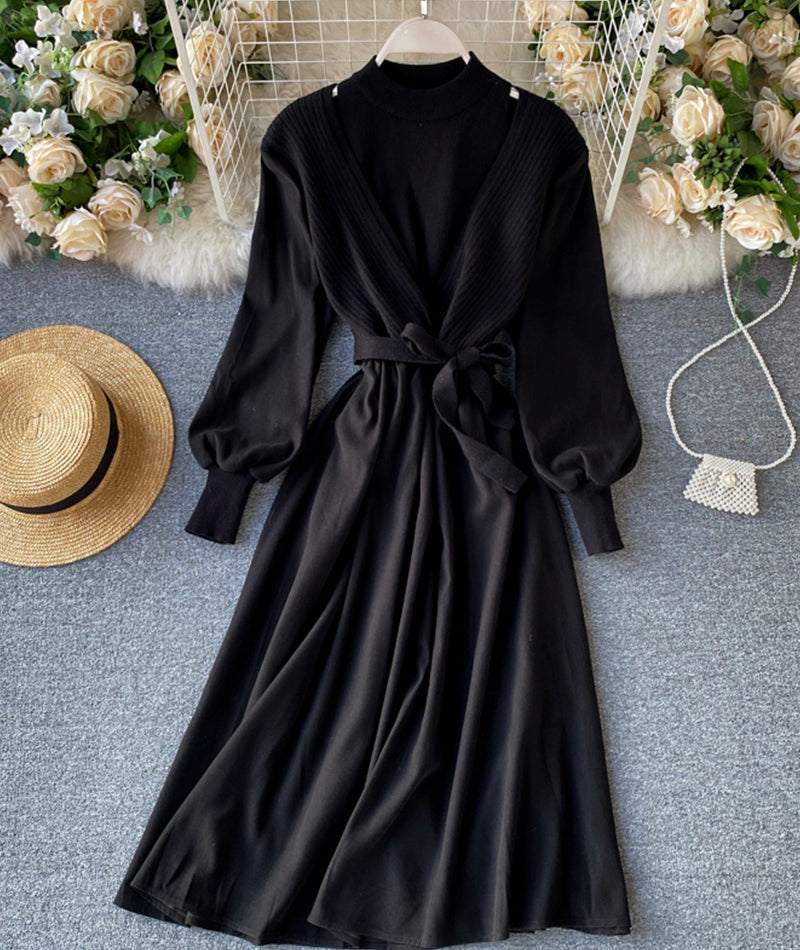 V neck knitted sweater dress  196