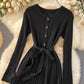Simple long sleeve knitted dress sweater dress  186