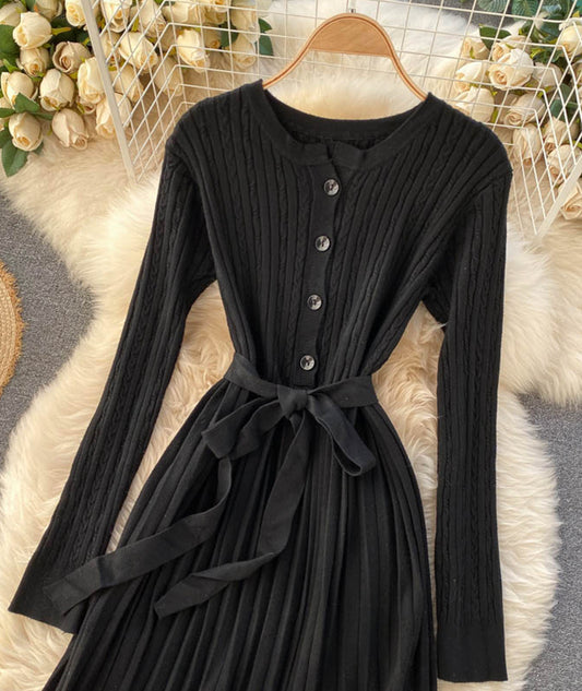 Simple long sleeve knitted dress sweater dress  186