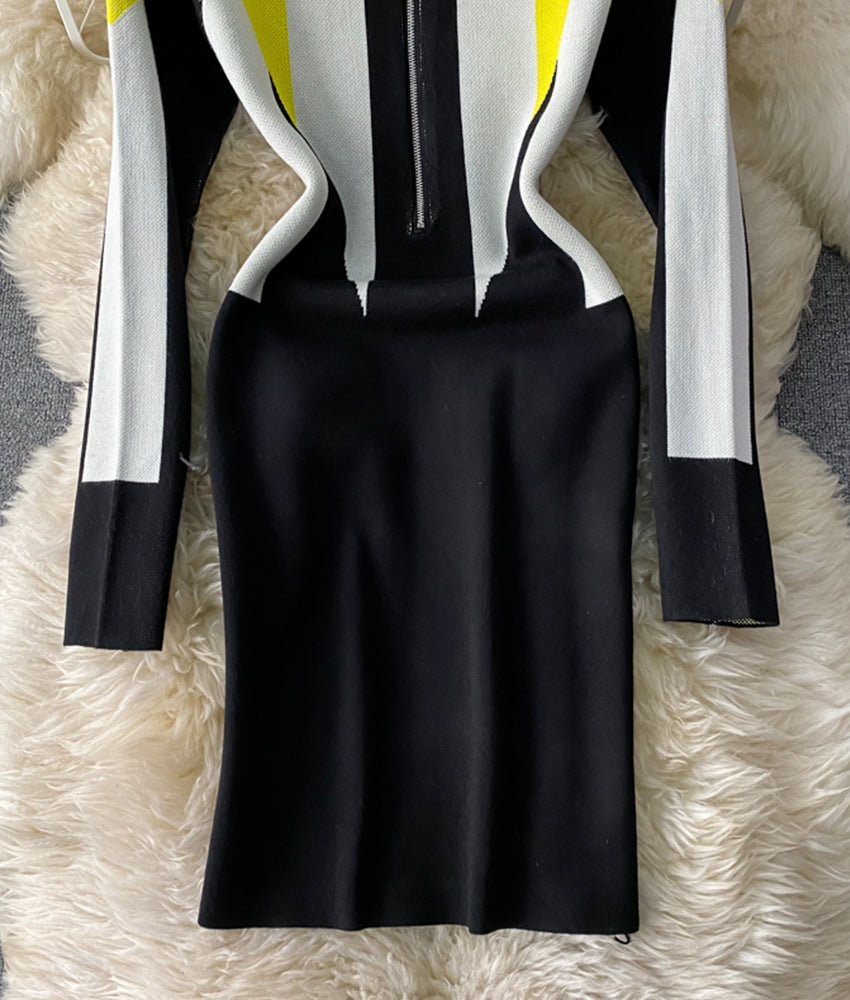 Stylish colorblock knitted dress  175