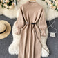 Simple A line long sleeve sweater dress  178
