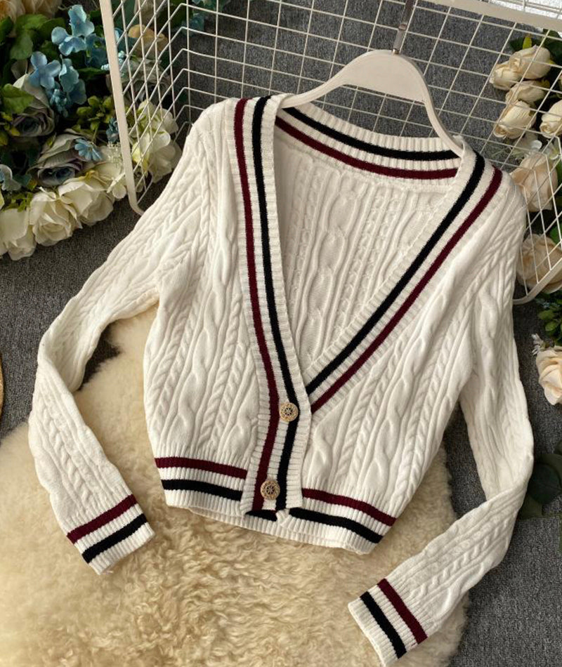 Neuer Stil V-Ausschnitt lockerer Pullover Langarm Pullover Pullover Mantel Frühlings- und Herbstkleidung 158