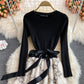 Lovely stitching long sleeve dress  159