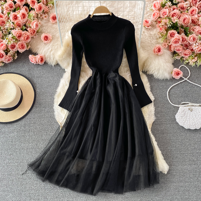 Cute long-sleeved knitted long-sleeved dress  167
